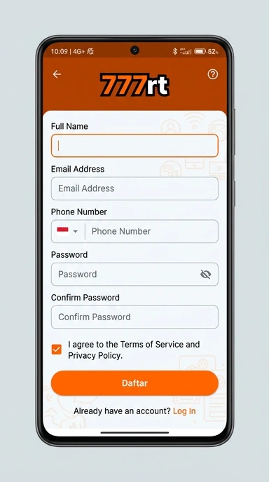 Tampilan halaman daftar 777rt
