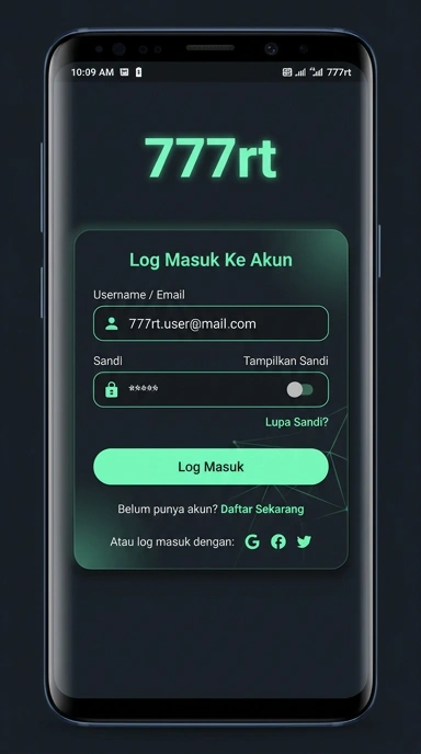 Tampilan halaman login 777rt