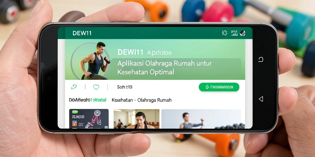 Screenshot antarmuka DEWI11 menampilkan berbagai pilihan olahraga di rumah.