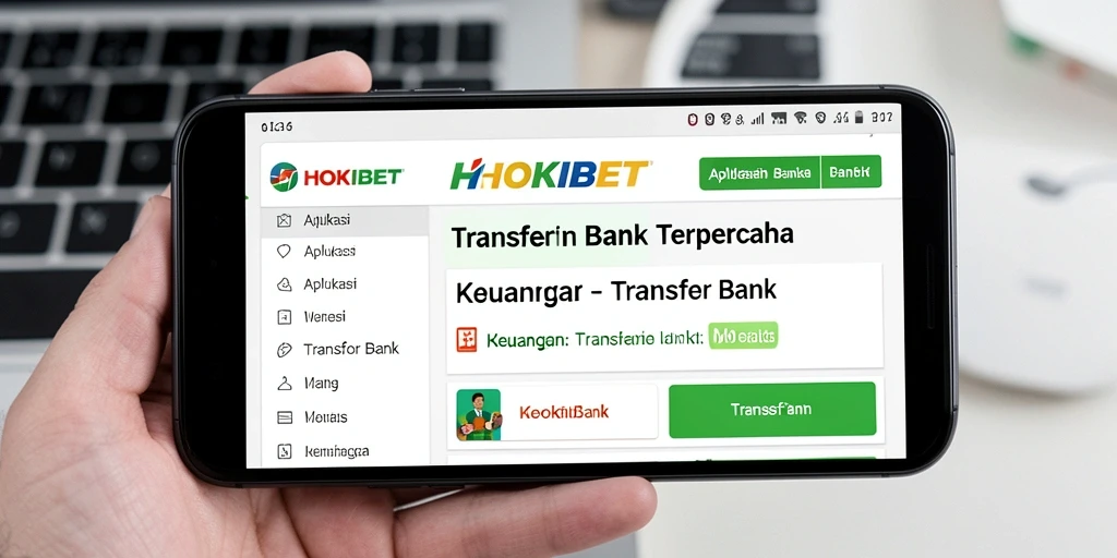 Antarmuka aplikasi HOKIBET menunjukkan fungsi transfer bank yang mudah digunakan.