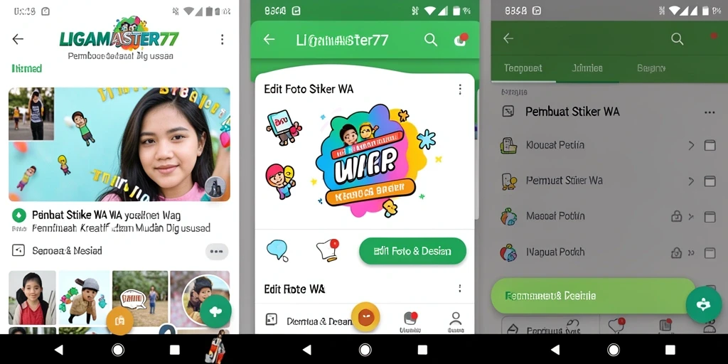 Antarmuka pengguna LIGAMASTER77 untuk membuat stiker WA yang menarik.