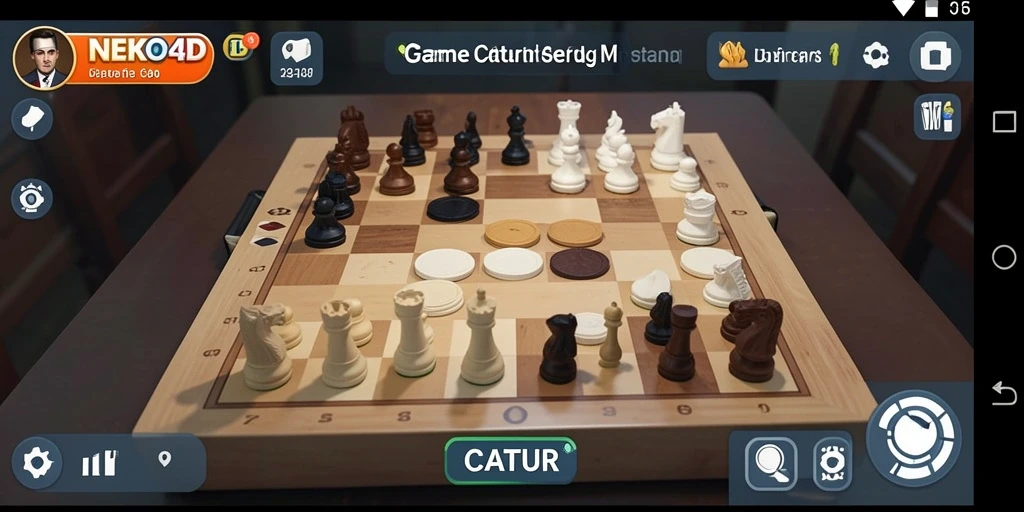Screenshot utama NEKO4D menampilkan papan catur interaktif dan grafis yang menarik.