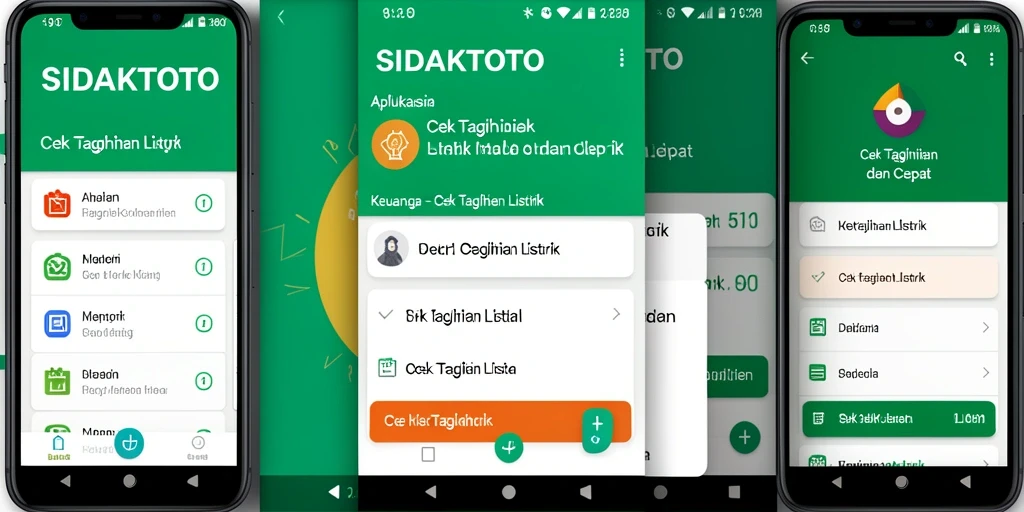 Tampilan aplikasi SIDAKTOTO menampilkan fitur cek tagihan listrik yang user-friendly.